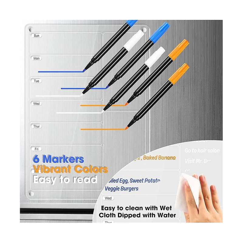 Acrylic Meal Planner Magnetic Menu Board for Fridge Clear Weekly Calendar Planner Noteboard Refriger