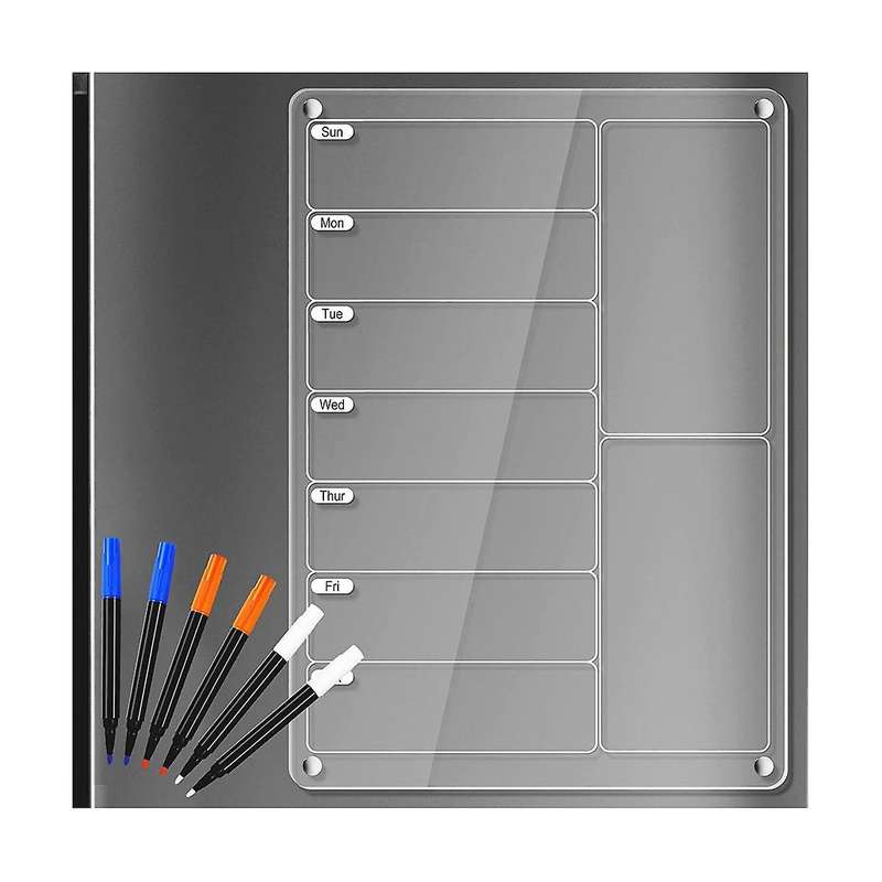 Acrylic Meal Planner Magnetic Menu Board for Fridge Clear Weekly Calendar Planner Noteboard Refriger