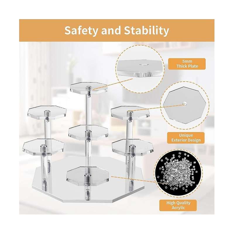 Acrylic Risers Display Stand,7tier Perfume Organizer and Cupcake Stand,storage Display Stand for Col