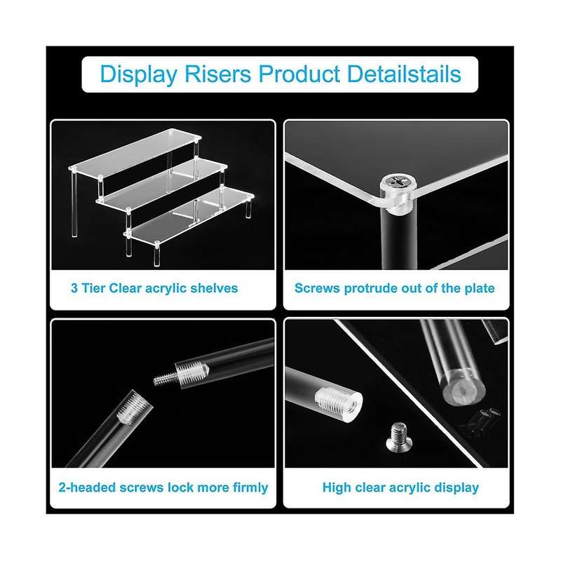 Acrylic Display Risers, Perfume Stand Organizer, Clear Acrylic Shelf Risers for Stands for Food, Tab