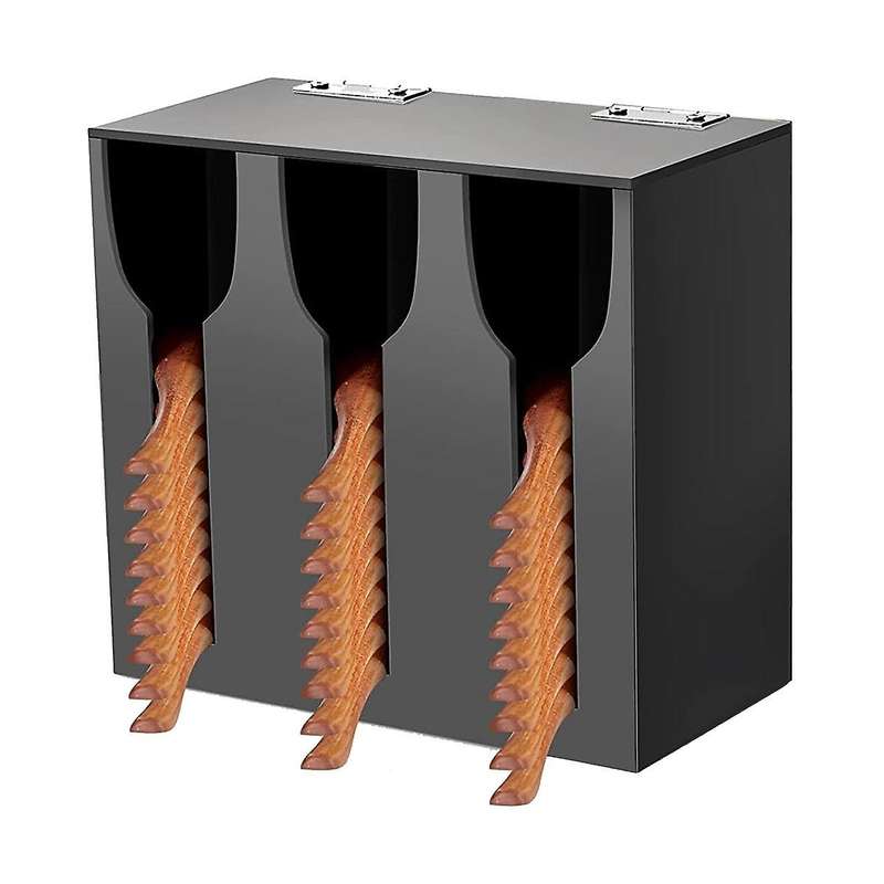 Acrylic Utensil Dispenser Cutlery Organizer with 3 Compartment Black Silverware Holder Plastic Flat