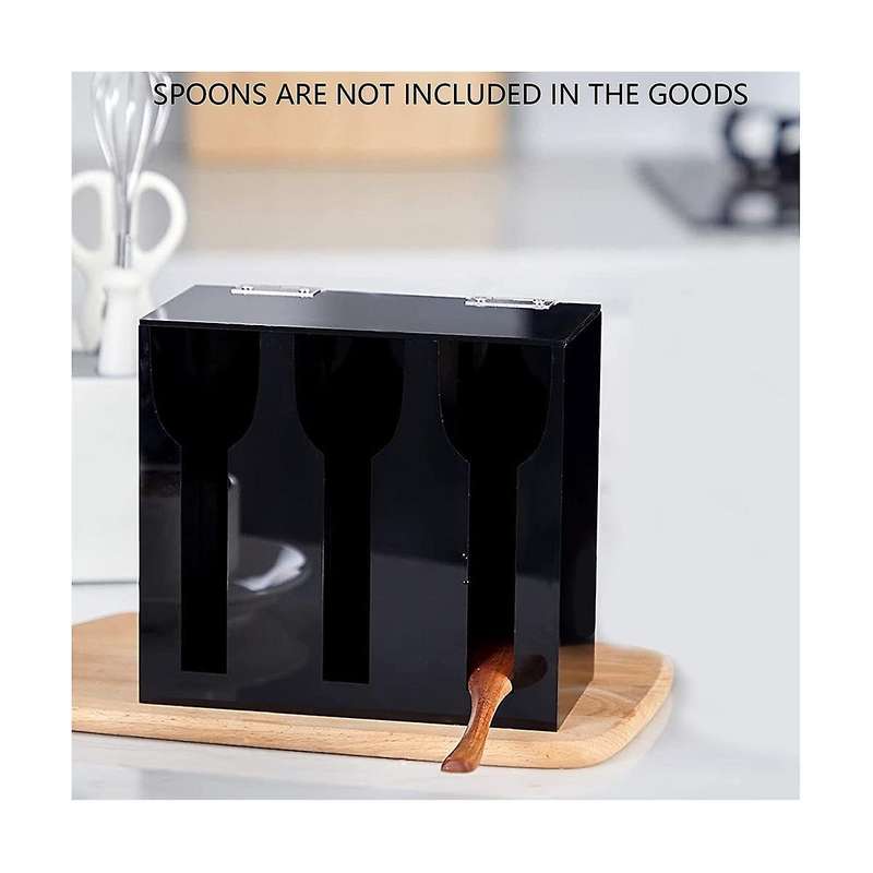 Acrylic Utensil Dispenser Cutlery Organizer with 3 Compartment Black Silverware Holder Plastic Flat