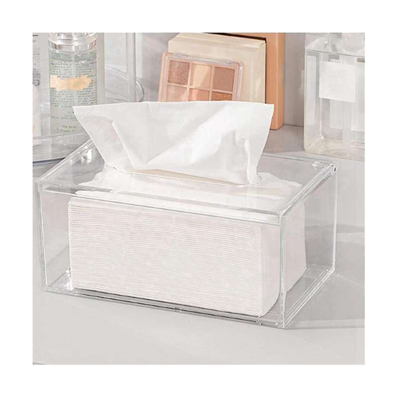 Acrylic Tissue Box Rectangular Transparent Tissue Box for Office, Home Bathroom Restaurant Lavatory