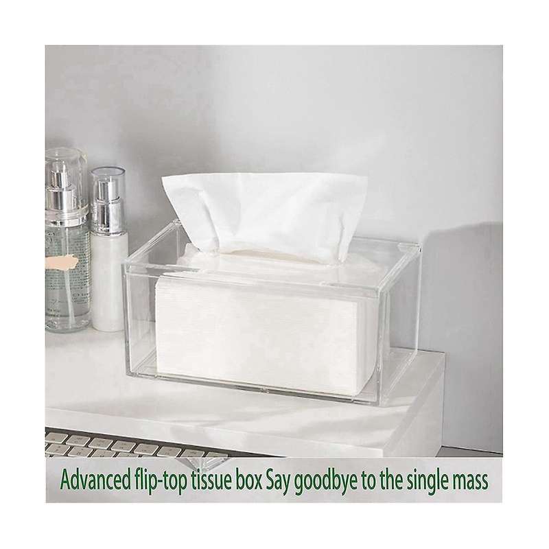 Acrylic Tissue Box Rectangular Transparent Tissue Box for Office, Home Bathroom Restaurant Lavatory