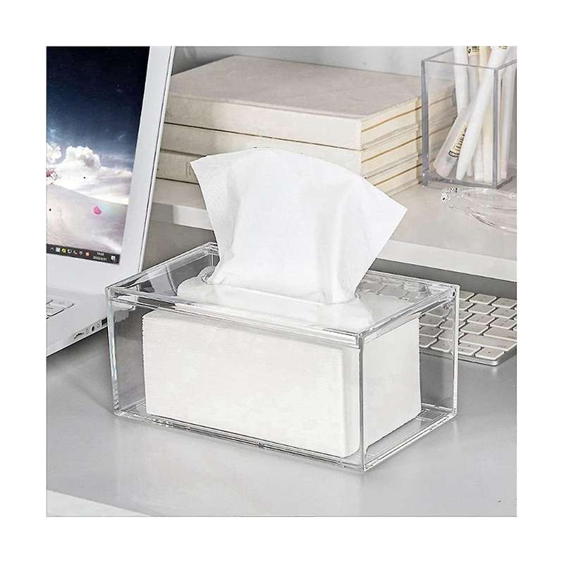Acrylic Tissue Box Rectangular Transparent Tissue Box for Office, Home Bathroom Restaurant Lavatory
