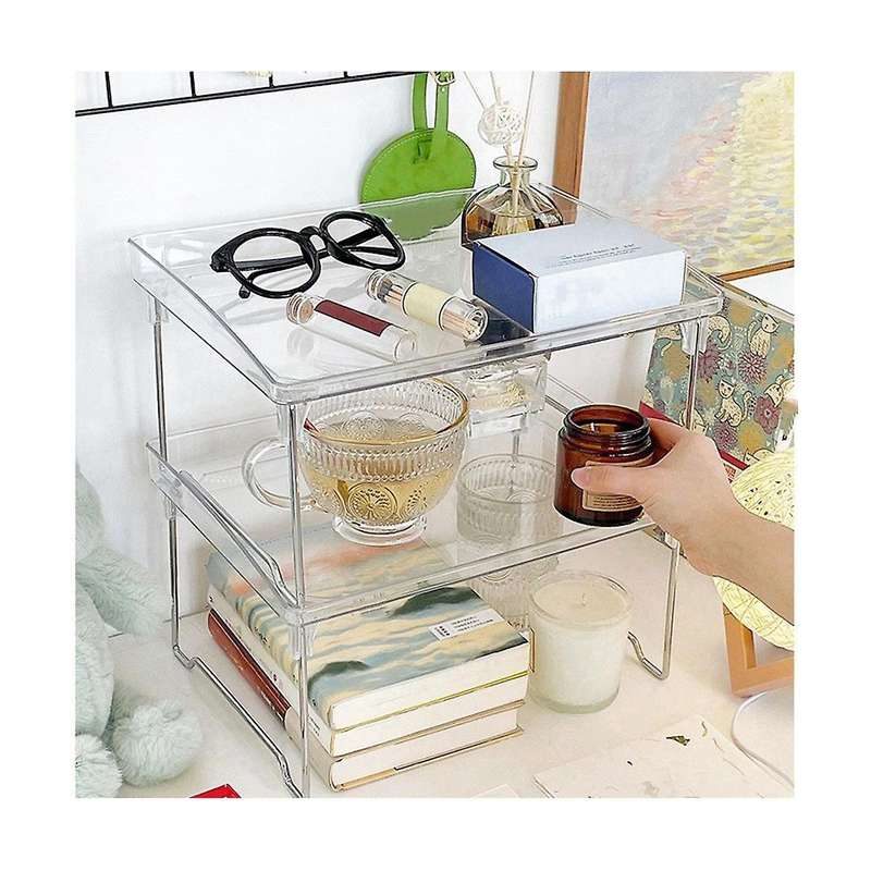 Acrylic Transparent Desktop Storage Box Student Dormitory Office Storage Rack Household Foldable Hei