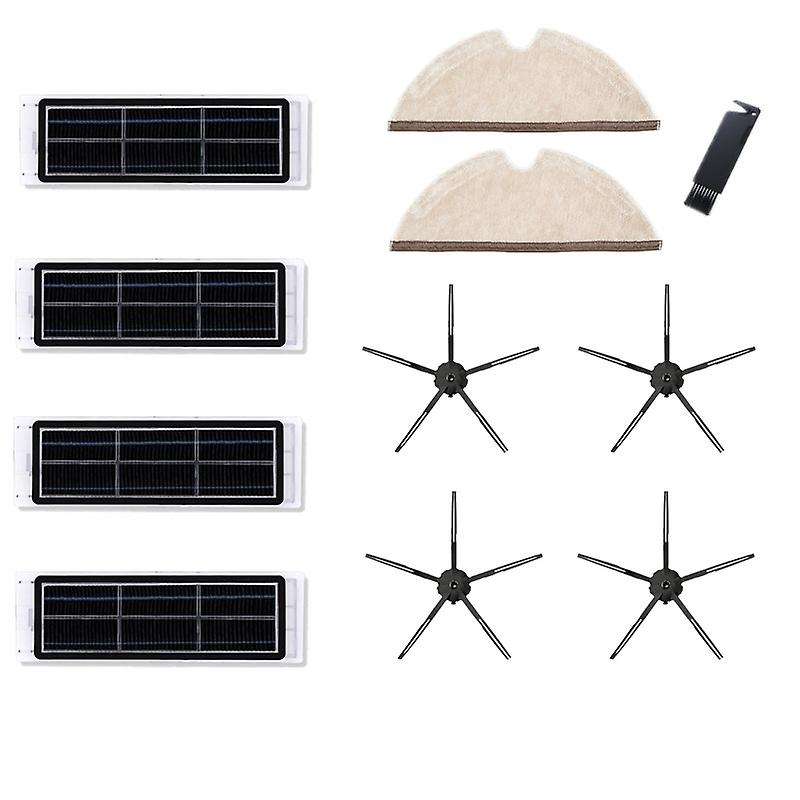 Activated Charcoal Filters+Full-Wool Rags+Cleaning Brush+5-Arm Side Brushes for S50 Vacuum Cleaner P