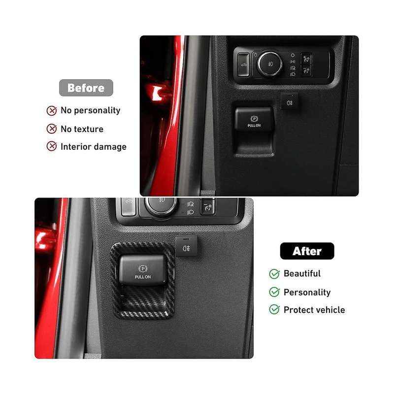 Active Park Assist Button Trim for 2021 2022 2023 Handbrake Switch Panel Trim Accessories - ABS Carb