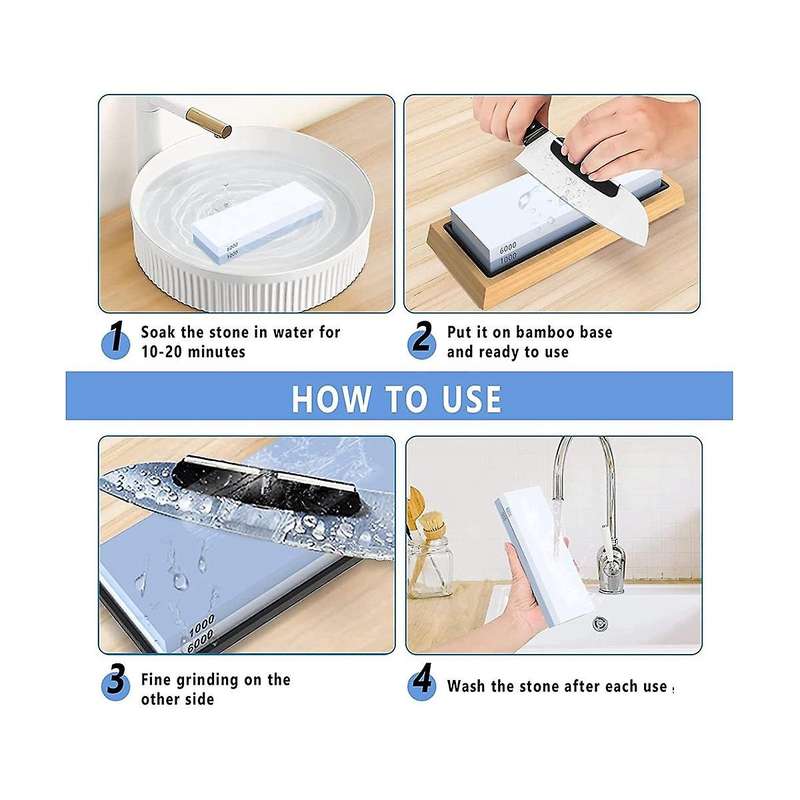 Actual Grit Premium Material Sharpening Stone 2 Sides 1000/6000 Whetstone Set Sharpener Stone Wet