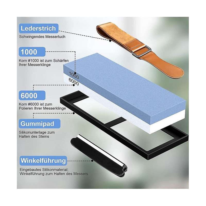 Actual Grit Premium Material Sharpening Stone 2 Sides 1000/6000 Whetstone Set Sharpener Stone Wet