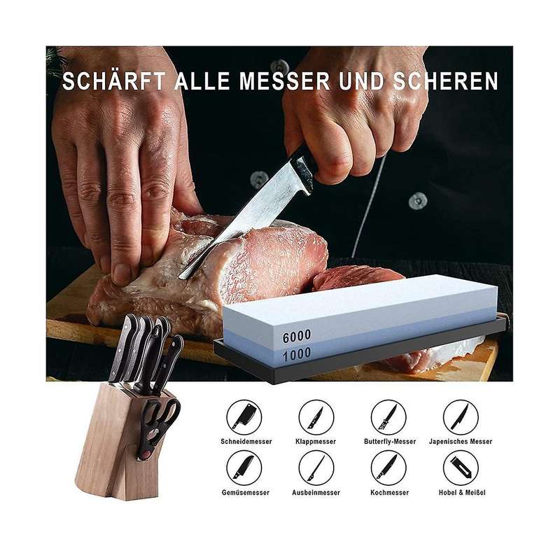 Actual Grit Premium Material Sharpening Stone 2 Sides 1000/6000 Whetstone Set Sharpener Stone Wet