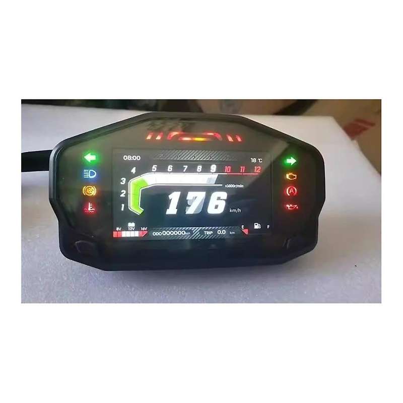 AD Universal Motorcycle Dashboard Tachometer LCD Digital 12000rpm Speedometer for 2-4 Cylinders Odom
