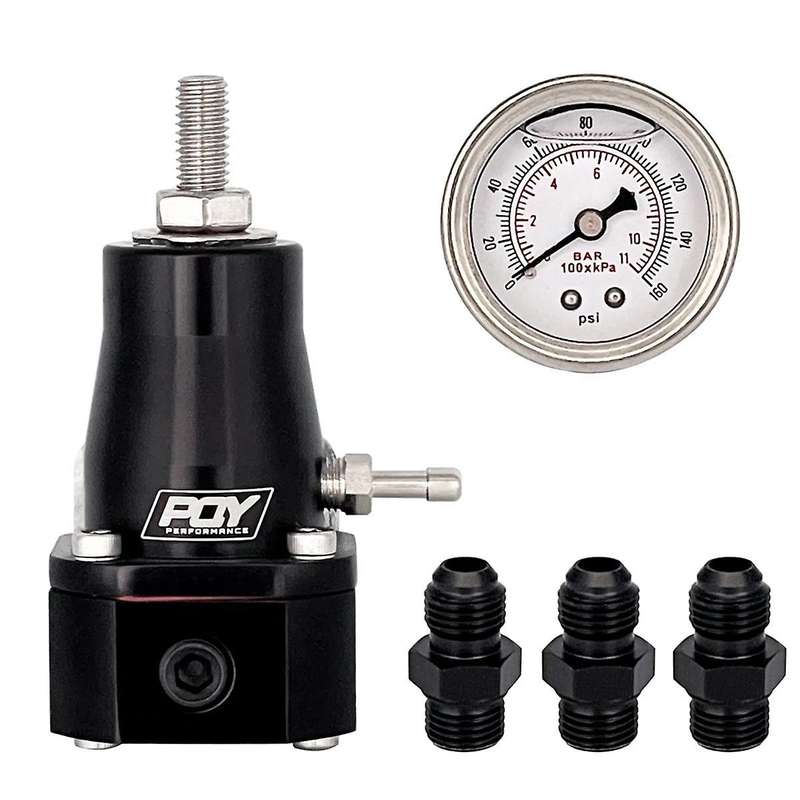 Adjustable 30-70 PSI EFI Fuel Pressure Regulator Kit W/ Oil Gauge AN6 Fittings