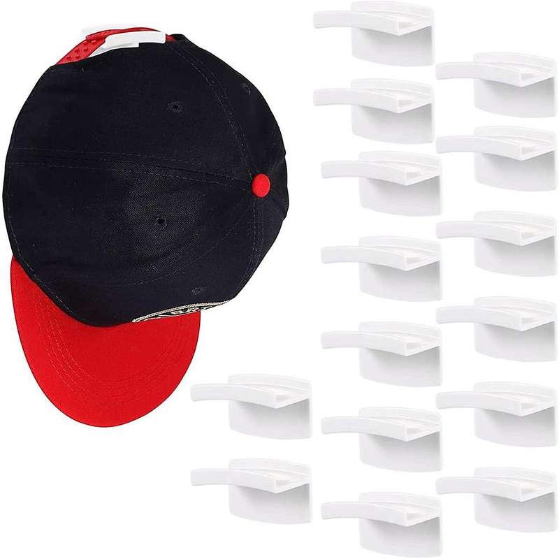 Adhesive Hat Hooks for Wall (15-pack) - Minimalist Hat Rack Design, No Drilling, Strong Hold Hat Ha