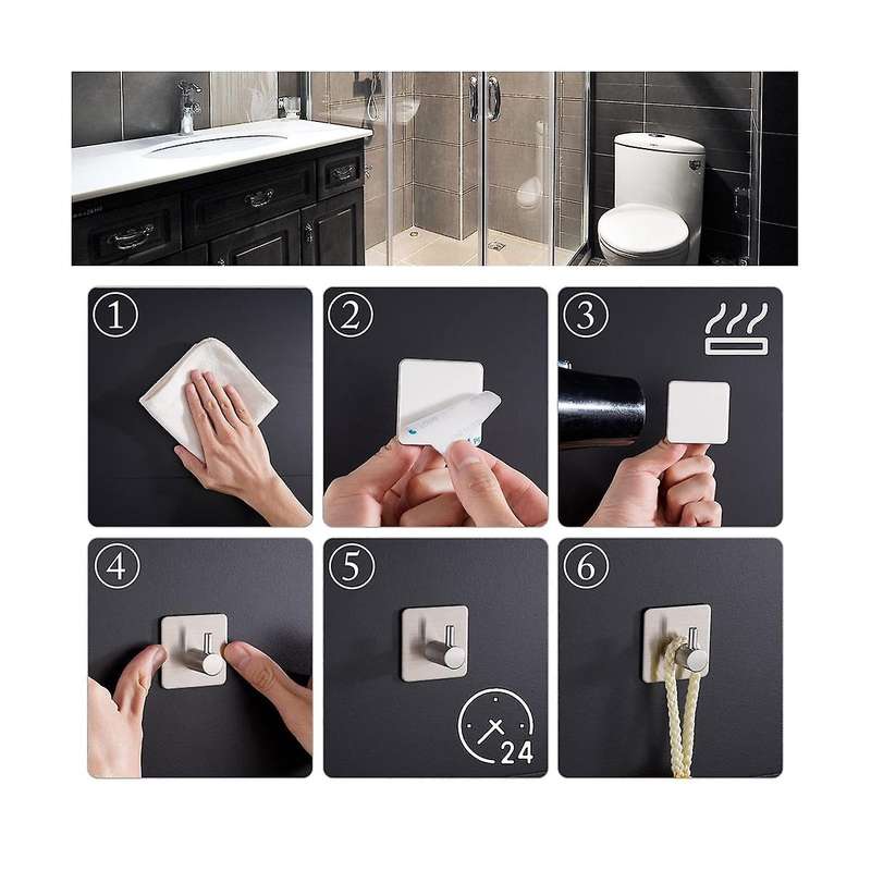 Adhesive Hooks Self -adhesive Hookswall Hook Stainless Steel for Bathroom and Kitchen