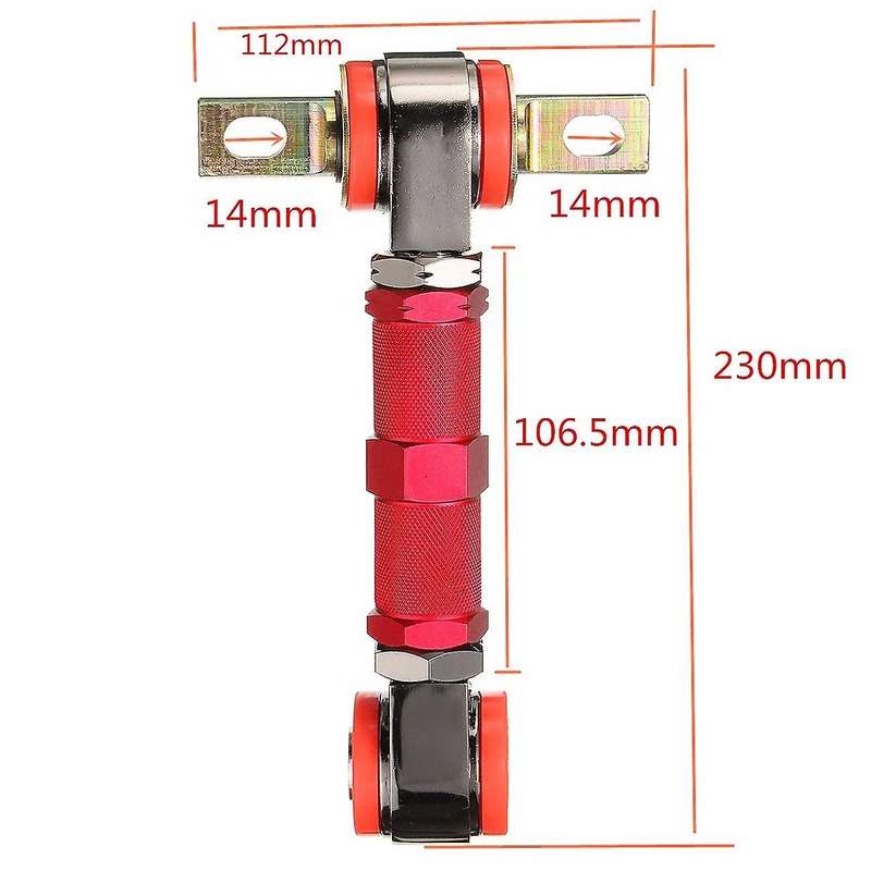 Adjustable Car Rear & Suspension Rear Camber Control Arms Kit Angle Camber Arm for CRX Del Sol Red