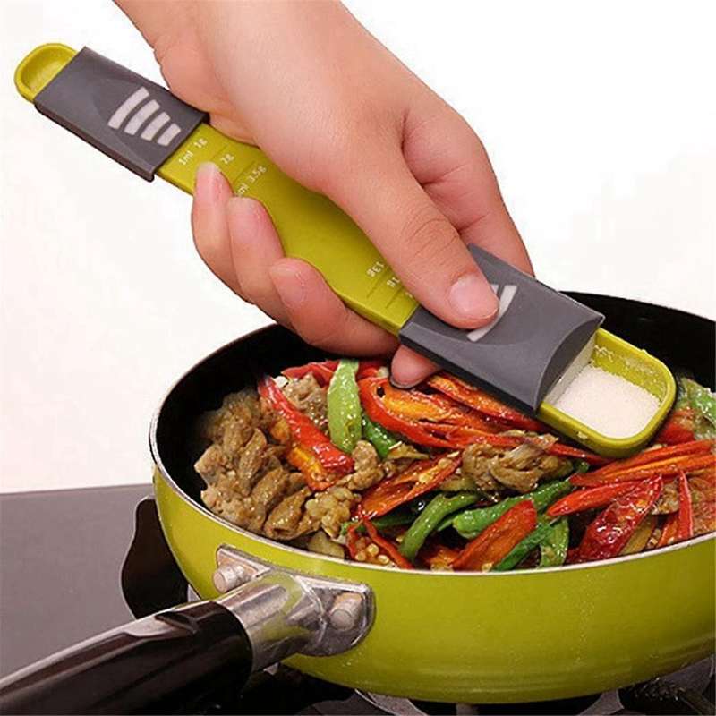Adjustable Kitchen Scales Measure Cup Double End Eight Stalls Measuring Spoon for Salt Soup Coffee T