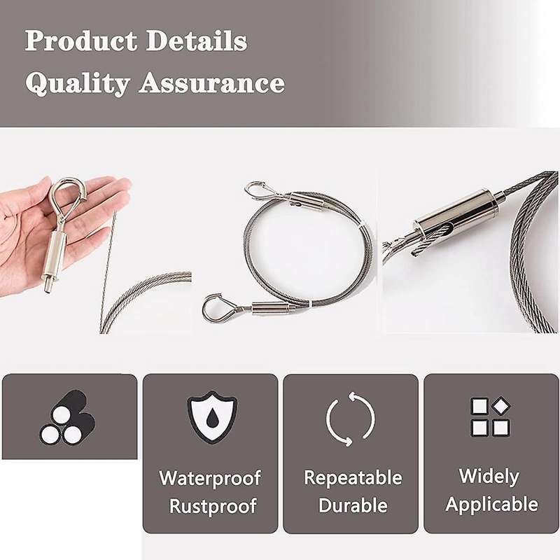 Adjustable Picture Hanging Wire Heavy Duty Supports - 2 Pack Hanging Hardware, 2m X1.5mm Stainless