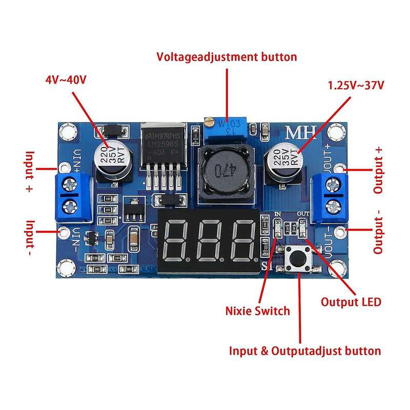 Adjustable LM2596S Converter Reduced Voltage Regulator Power Supply Module Voltage Stabilizer with D