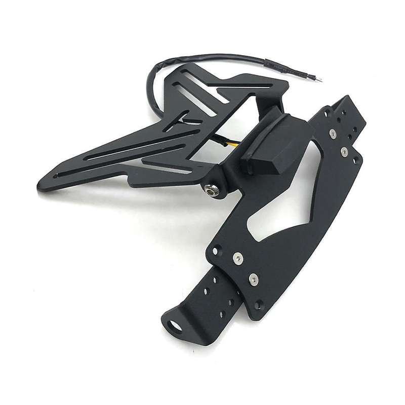 Adjustable Motorcycle License Plate Mount Holder Bracket- Universal Fold License Plate Tail Light H