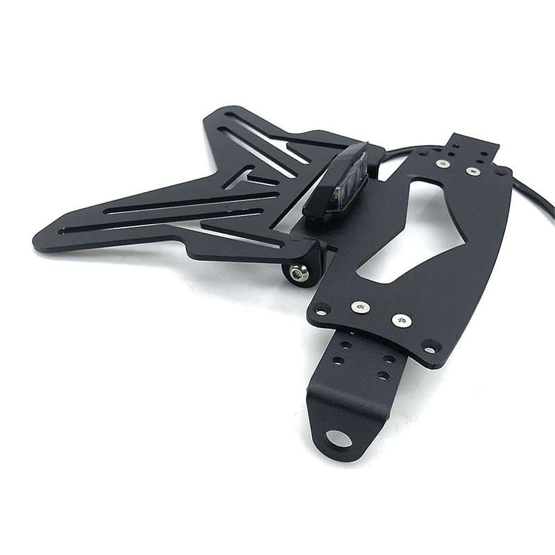 Adjustable Motorcycle License Plate Mount Holder Bracket- Universal Fold License Plate Tail Light H