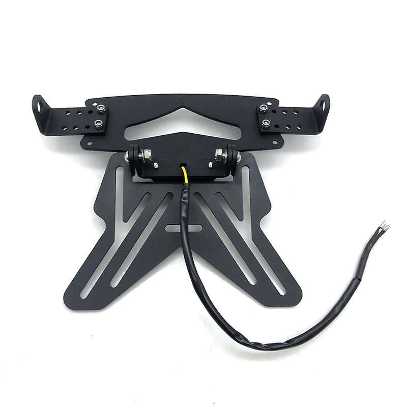 Adjustable Motorcycle License Plate Mount Holder Bracket- Universal Fold License Plate Tail Light H