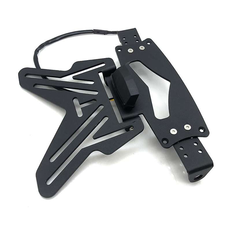 Adjustable Motorcycle License Plate Mount Holder Bracket- Universal Fold License Plate Tail Light H