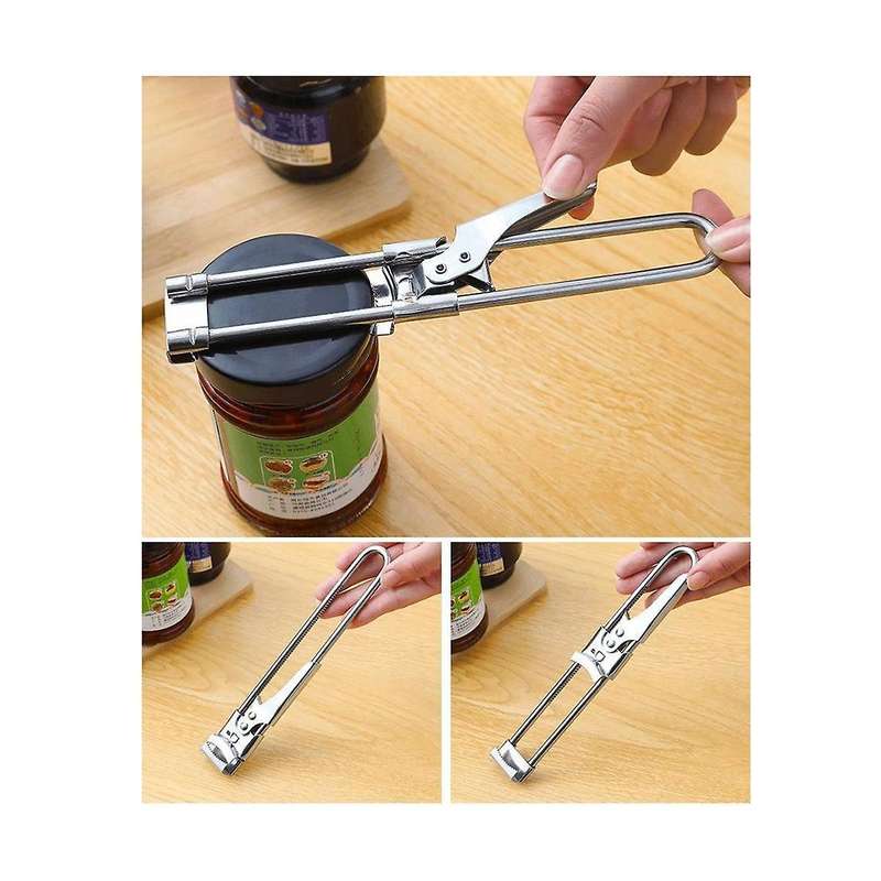 Adjustable Stainless Steel Bottle Opener for Weak Hands Rotating Open Cap Manual Unscrewing