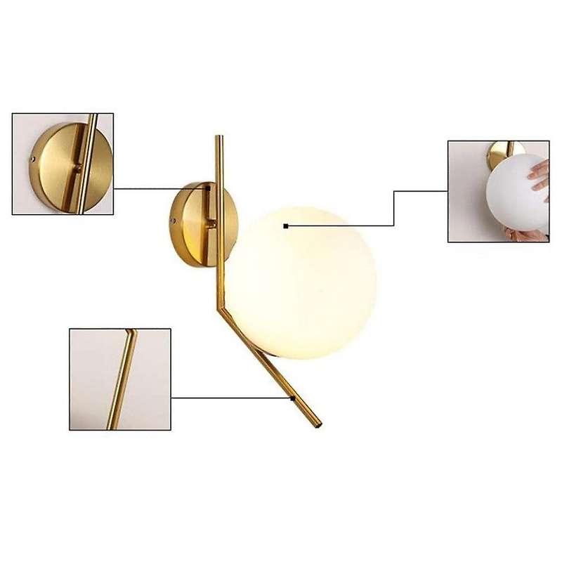 Adjustable Wall Lamp Restaurant Glass Ball Metal Table Brass with Bulb Shade Wall Sconce Fixture for