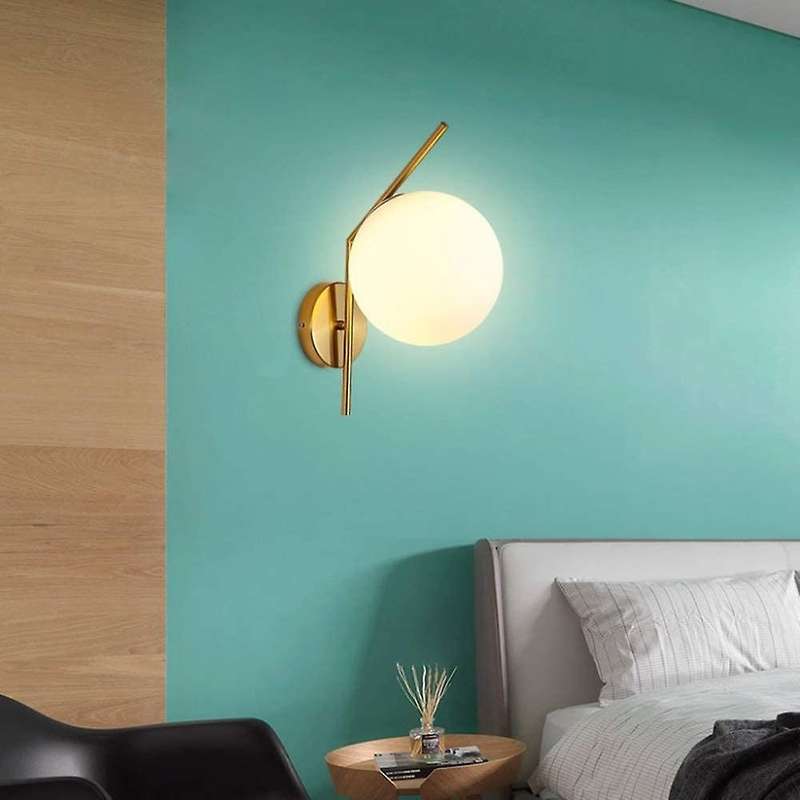 Adjustable Wall Lamp Restaurant Glass Ball Metal Table Brass with Bulb Shade Wall Sconce Fixture for