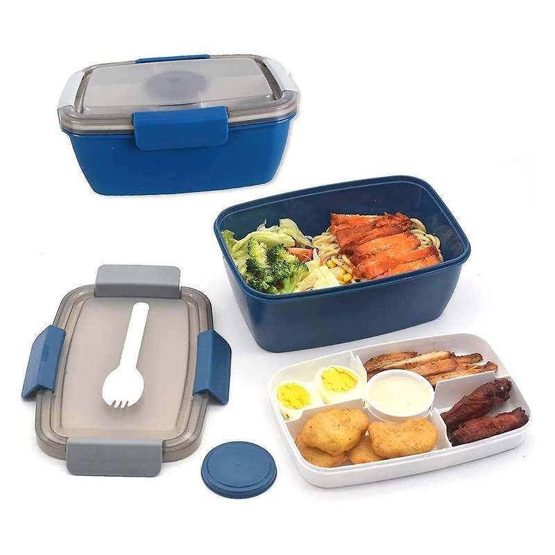 Adult Lunch Box, 2000 Ml, Lunch Box with Compartments, 2-tier Salad Box to Go, , Sustainable, Leak-