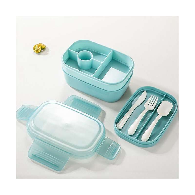 Adult Stackable Bento Lunch Box 3 Layers Leak-proof All-in-1 Bento Box Lunchbox with Utensil Sauce D