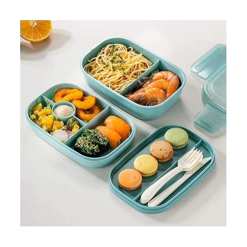 Adult Stackable Bento Lunch Box 3 Layers Leak-proof All-in-1 Bento Box Lunchbox with Utensil Sauce D