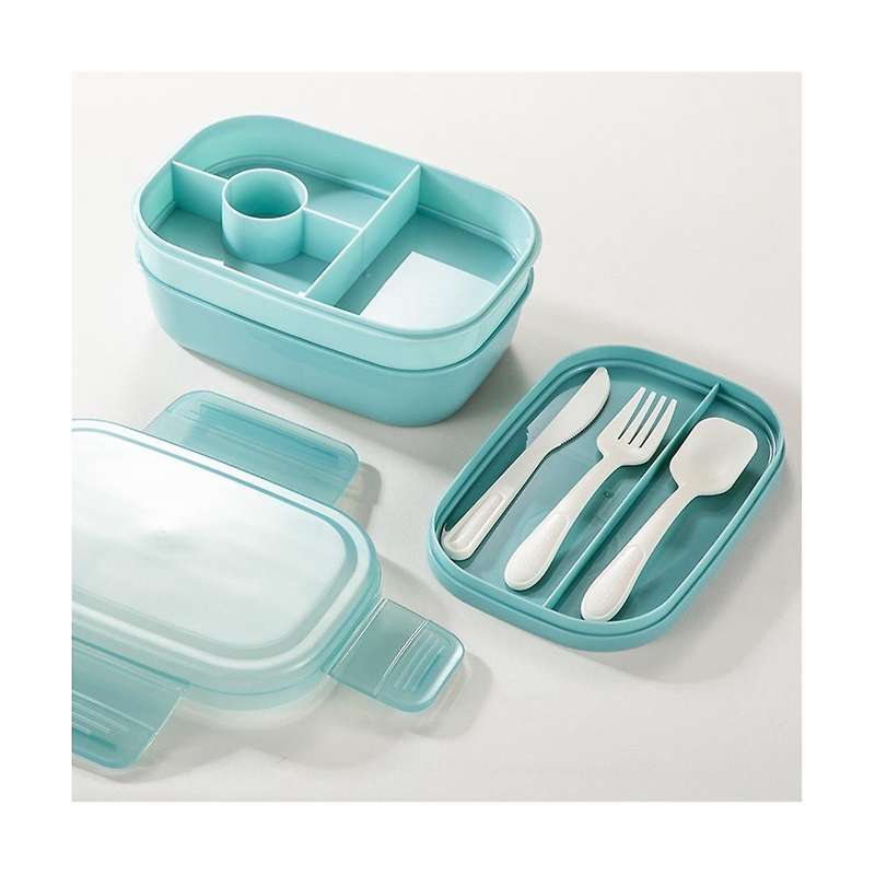 Adult Stackable Bento Lunch Box 3 Layers Leak-proof All-in-1 Bento Box Lunchbox with Utensil Sauce D
