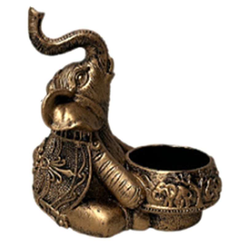 A-Gold Animal Candle Holders Elephant Sculpture Tea Light Candle Holder Deco Small Candle Stick Hold