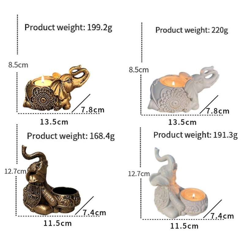 A-Gold Animal Candle Holders Elephant Sculpture Tea Light Candle Holder Deco Small Candle Stick Hold