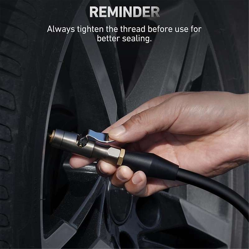 Air Chuck Open Flow Double Jaws Lock on Tire Chuck with Clips for Inflator Gauge Compressor Accessor