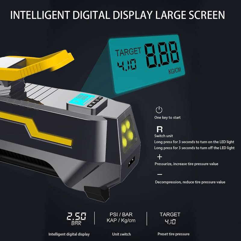 Air Compressor for Car Tires Tire Inflator 12VDC 150 PSI Auto Tire Pump with Digital Pressure Gauge