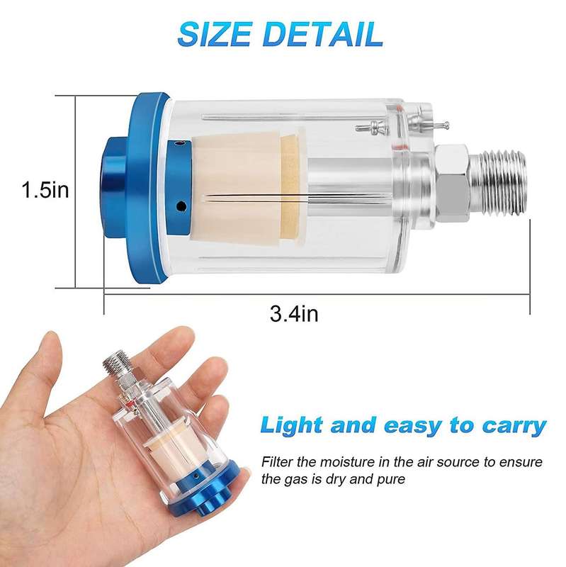 Air Compressor Water Oil Separator Filter, Separator Painting Sprayer Oil Water Separator, 1/4 Inch