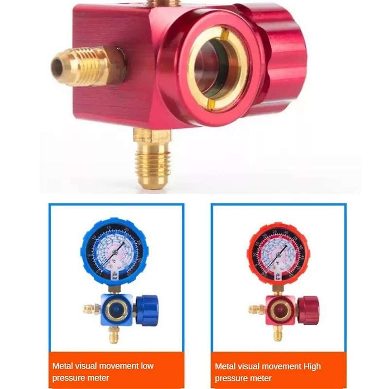 Air Condition Gauge for R410A R22 R134A R404A Refrigerants Manifold Gauge Manometer Valve with Visua