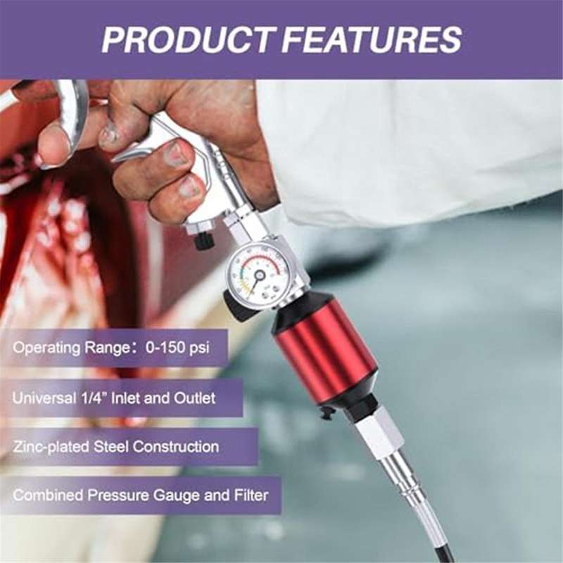 Air Compressor Regulator Oil Moisture Separator Clean, 1/4inch Npt Inlet and Outlet Air Pressure Re