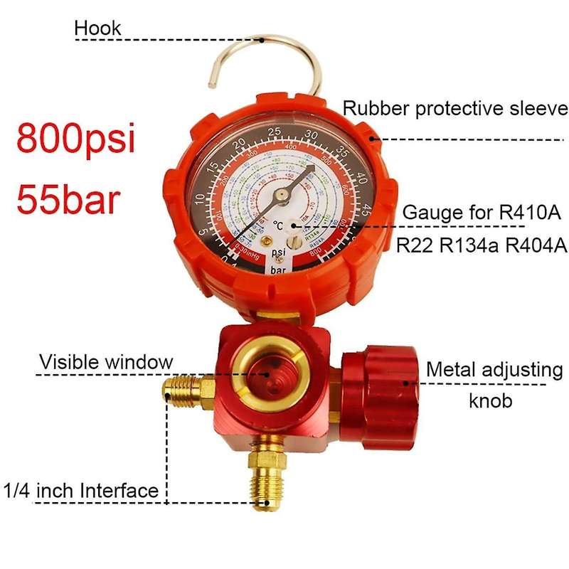 Air Condition Gauge for R410A R22 R134A R404A Refrigerants Manifold Gauge Manometer Valve with Visua