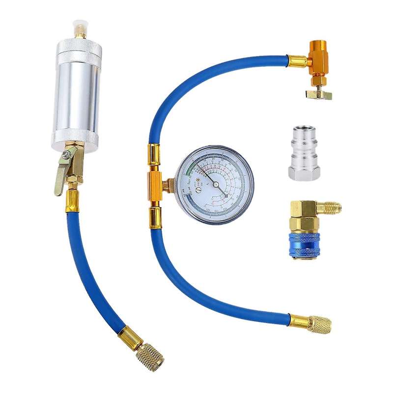 Air Conditioner A/C Oil Dye Injector Low Side Quick Coupler R134A Refrigerant Charging Hose Gauge R1