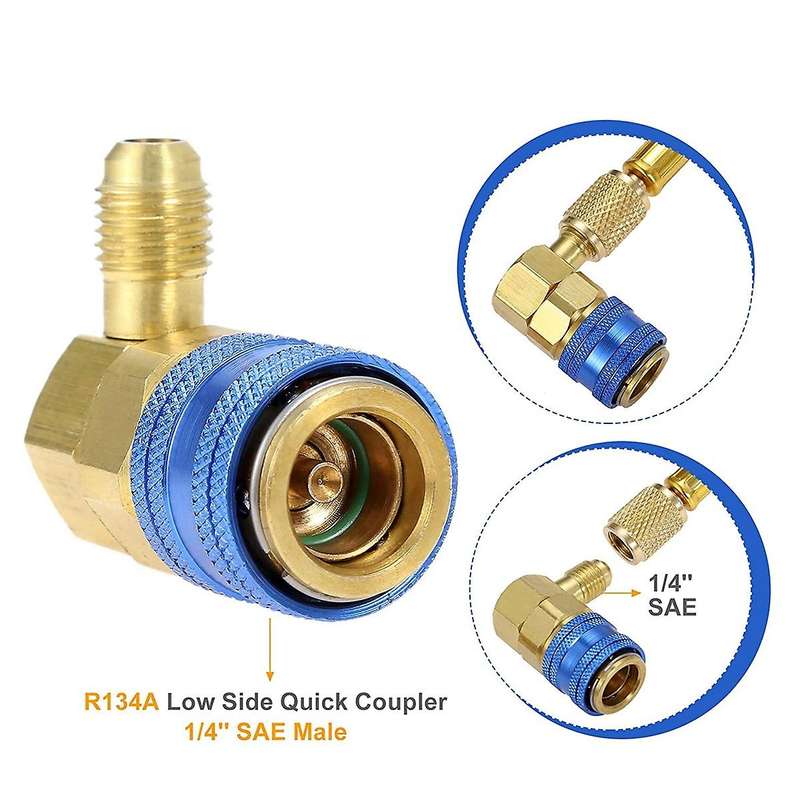 Air Conditioner A/C Oil Dye Injector Low Side Quick Coupler R134A Refrigerant Charging Hose Gauge R1