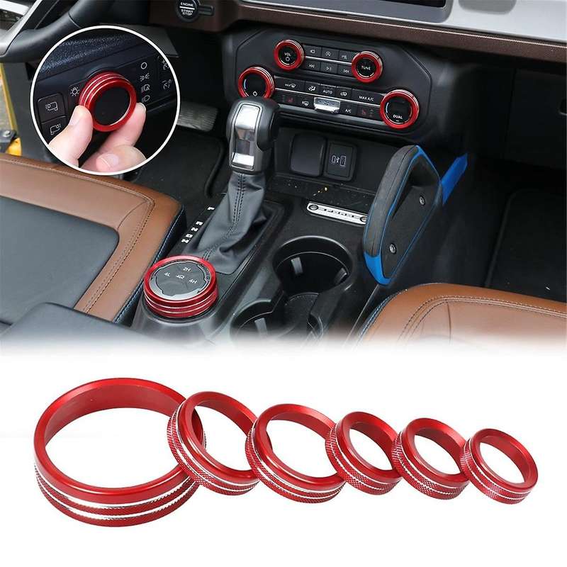 Air Conditioner Headlight Switch Knob Wheel Drive Trailer Gear Switch Knob Cover for 2021-2023 (red