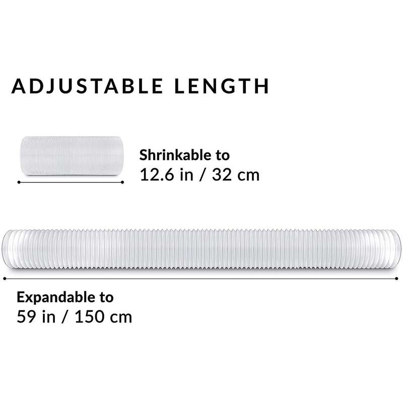 Air Conditioner Portable Exhaust Hose- 5 In Diameter Size - 59 In Long - Universal Flexible Counter