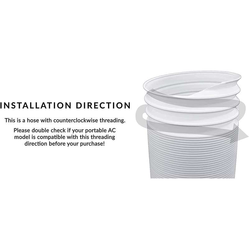 Air Conditioner Portable Exhaust Hose- 5 In Diameter Size - 59 In Long - Universal Flexible Counter