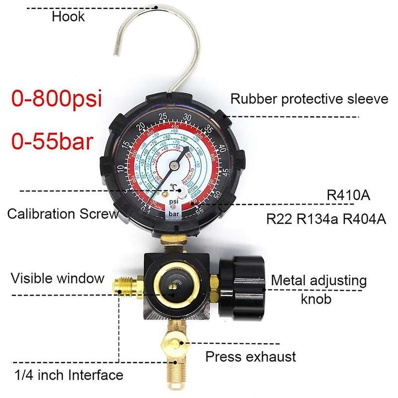 Air Conditioner Refrigerant High Pressure Gauge for R410A 134A R22 R404A A/C Diagnostic Refrigerant