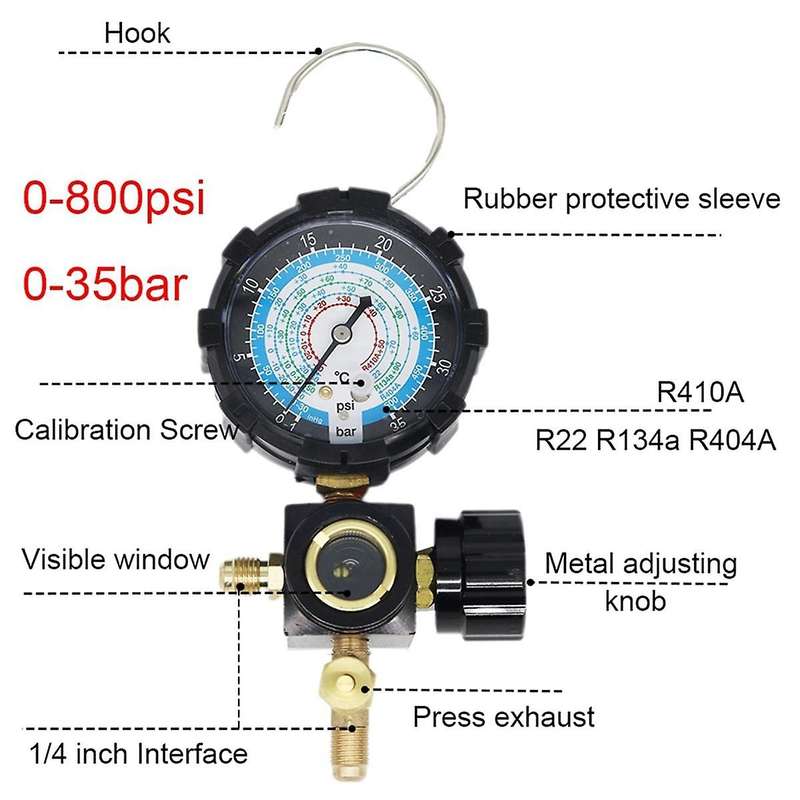 Air Conditioner Refrigerant Low Pressure Gauge for R410A 134A R22 R404A A/C Diagnostic Refrigerant C