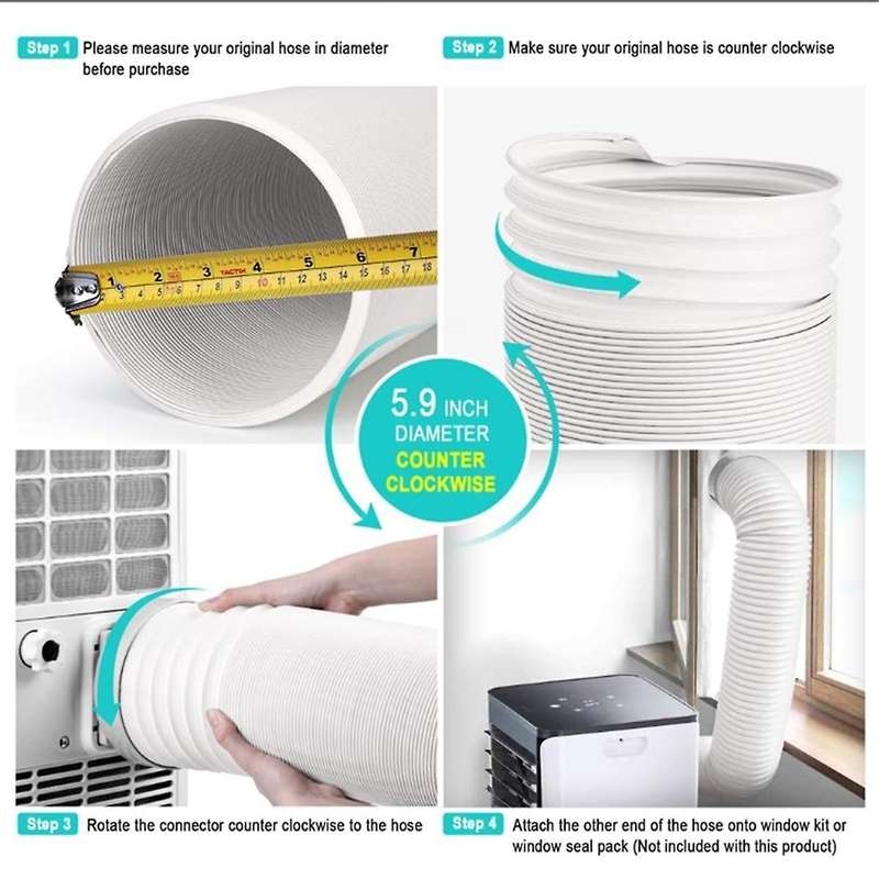 Air Conditioning Hose, Portable Exhaust Ventilation Hose, 5.9 Inch Diameter, Counterclockwise AC Ho